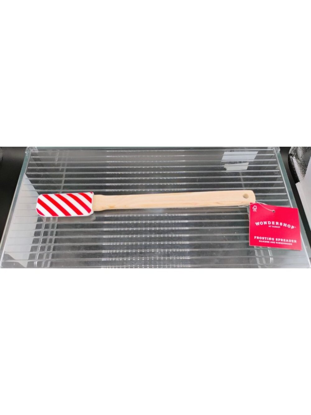 Wondershop Silicone And Rubberwood Frosting Spreader Red/White Stripe